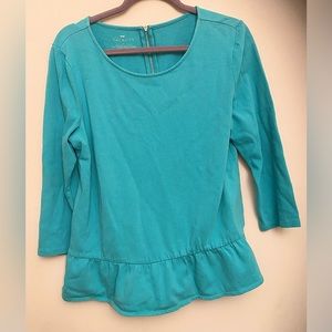 Talbots Teal 3/4 Sleeves Peplum Top